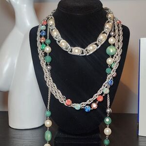 Beaded And Pearl Necklace with Artistic Design (Stack Necklaces)